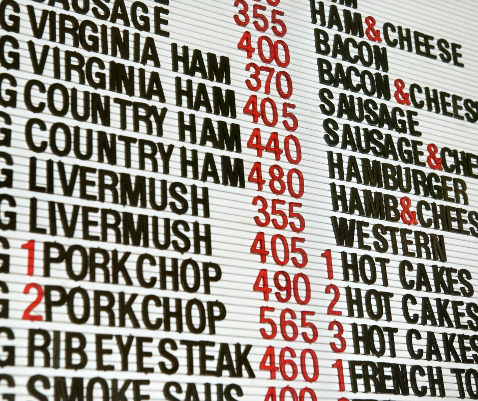 Nostalgic Restaurant Menu Board