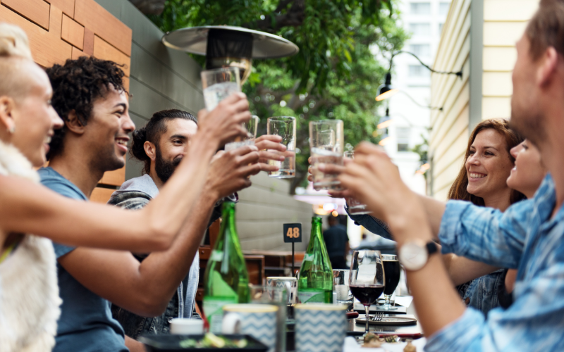 Friends Toasting to Outdoor Dining Law