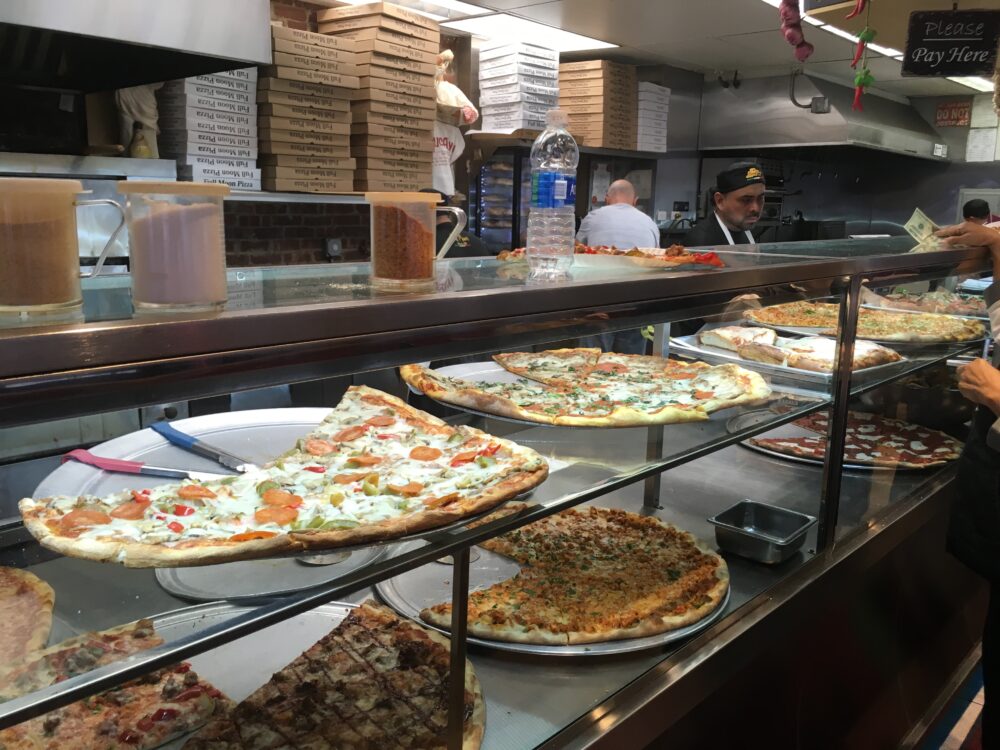 Full Moon Pizza counter