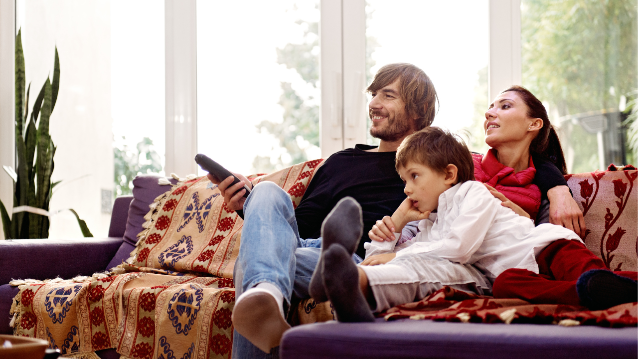 family watching tv