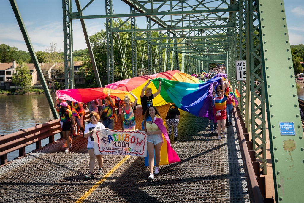 Pride March Over the Lambertville-New Hope, PA Bridge
