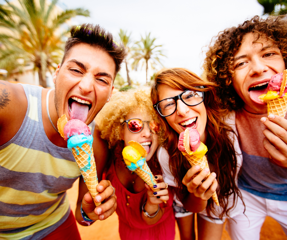 Friends eating ice cream