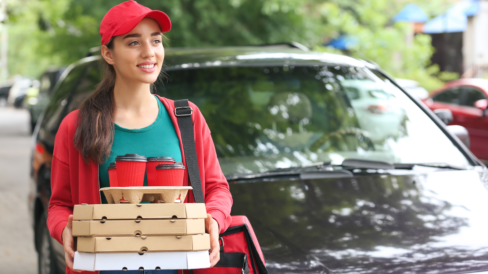 female food delivery driver