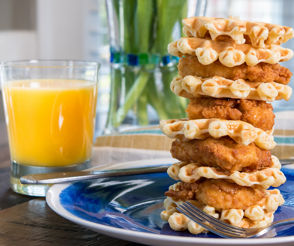 chicken waffles stack