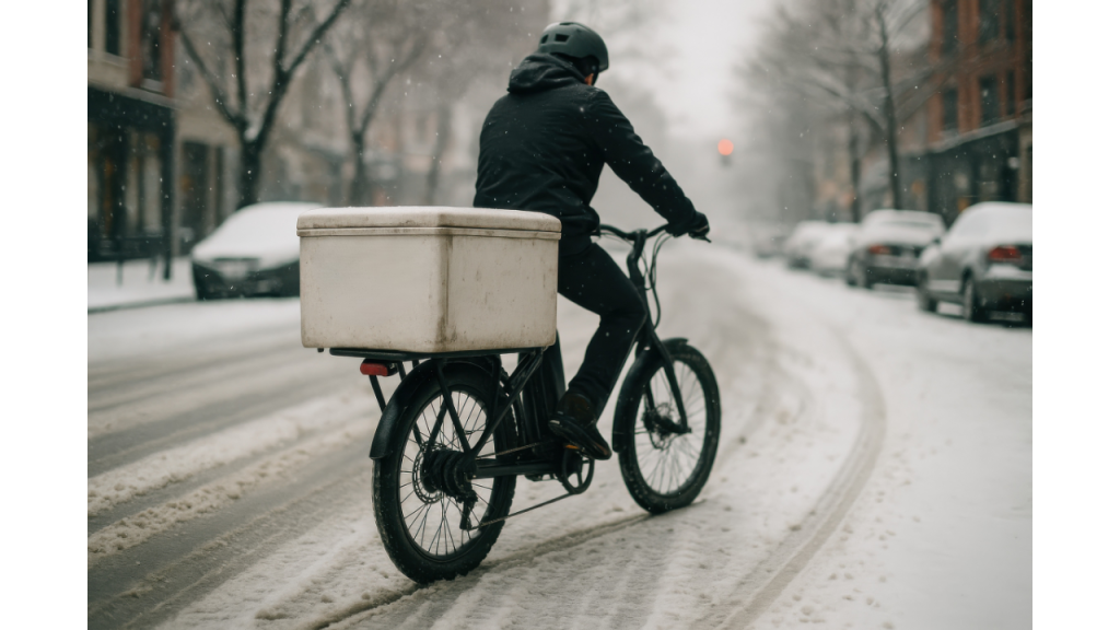 Winter food delivery driver
