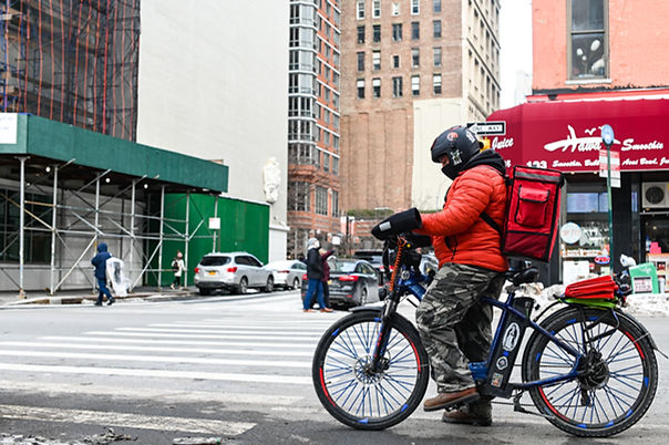 Eye-level view of a delivery driver preparing to head out for a delivery