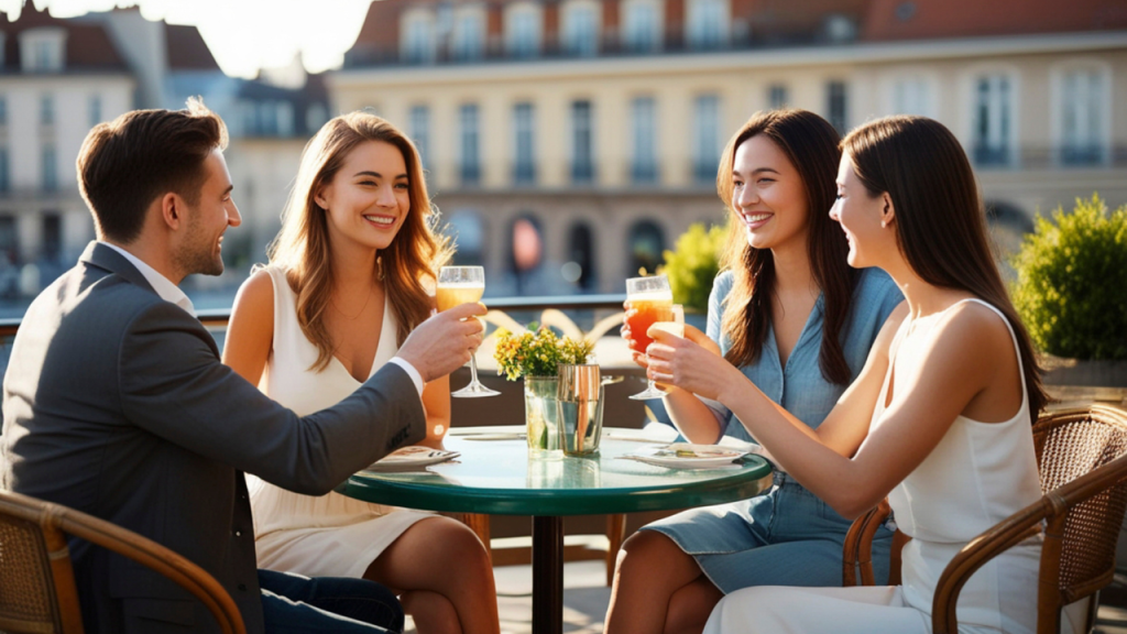 friends at outdoor cafe